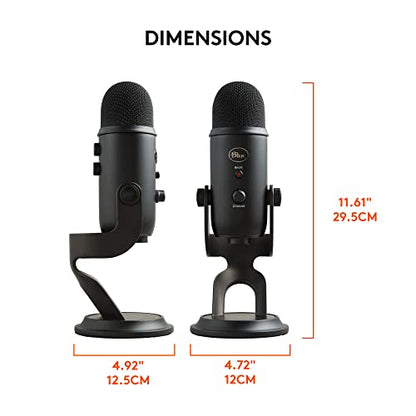 Logitech Creators Blue Yeti USB Microphone for PC, Mac, Gaming, Recording, Streaming, Podcasting, Studio and Computer Condenser Mic with Blue VO!CE effects, 4 Pickup Patterns, Plug and Play - Blackout | Blue Vo!ce Effects, 4 Pickup Patterns, Plug and Play