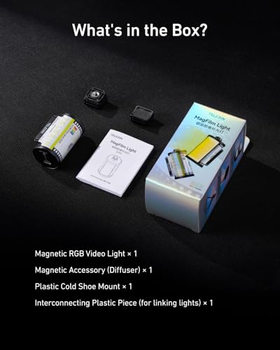 TELESIN Magnetic RGB Video Light | Cold Shoe Mount for DSLR Camera Light Photography Attachment | CRI 95 & with Soft Diffuser | Portable RGB LED Camera Light | Vlogging, Streaming, Content Creator - color: RGB