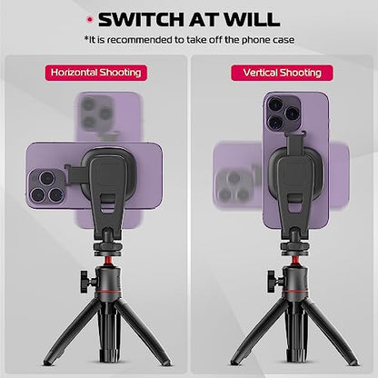 ULANZI Magnetic iPhone Tripod Mount MA23, Magnet Phone Holder Adapter Tripod Attachment Compatible with MagSafe Only for iPhone 12 13 14 15 16 Plus Pro Max All Series | Cold Shoe Mount for Tripod Attachment, Magnet Phone Holder w 360° Rotation 1/4'' Screw