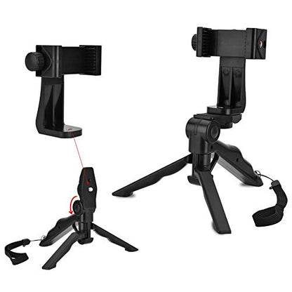 Phone Tripod Handheld Stabilizer, Adjustable Multiple Angles Compact Foldable High Compatibility, with Hand Grip for Vlogging Filming Smartphones