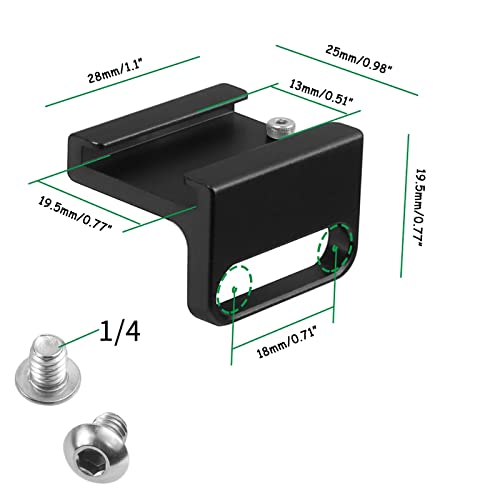 Cold Shoe Mount Adapter 90 Degree for Camera Attach Side Cage Quick Release L Bracket Plate Handle 1/4" Screws