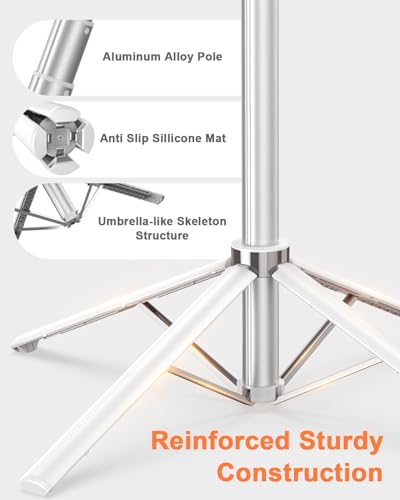 Yeaki 71” Auto Face Tracking Tripod for iPhone with Light,360° Rotating Phone Stand with Rechargeable Remote Control for TikTok Vlog, Phone Tripod for Android Camera/GoPro/Ring Light (White) - color: White