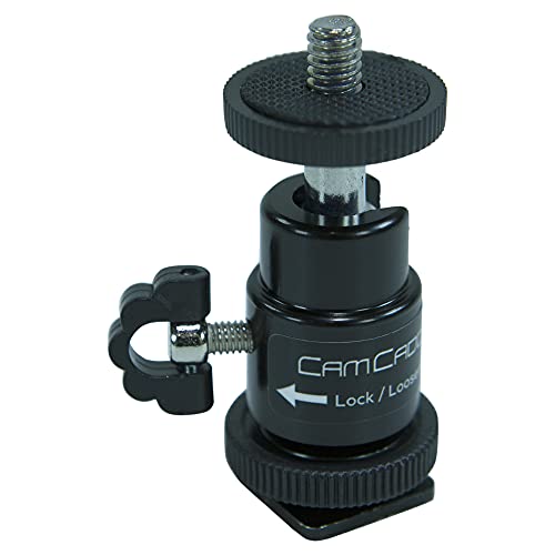 Cam Caddie Hot Shoe Mount Adapter 1/4" Mini Ball Head Ring Light Adapter for Cameras, Camcorders, Smartphone, GoPro, LED Video Light, Microphone, Video Monitor, Tripod, Monopod-2 Pack