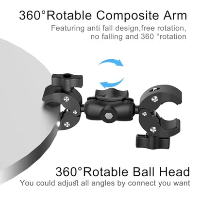 Double Super Clamp Mount Umbrella Clamp for Chair Clamp for Photography & Video Studio (5LB Load) - Compatible with Light Stands, Monitors, Umbrella, Reflectors, Tripods & More