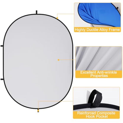 Kate Collapsible Pop-Up Backdrop for Self-Tape Auditions, Professional Headshots, Video Conferencing & Live Streaming - Portable Photography Background (5'x6.5' / 1.5x2m, Blue/Gray) - color: Blue/Gray