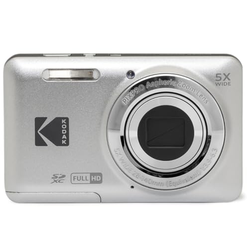 KODAK PIXPRO FZ55-GRY 16MP CMOS Sensor Digital Camera 5X Optical Zoom 28mm Wide Angle 1080P Full HD Video 2.7" LCD Vlogging Camera, Gray - color: Gray