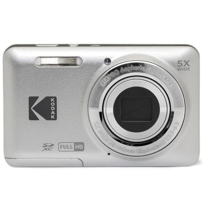 KODAK PIXPRO FZ55-GRY 16MP CMOS Sensor Digital Camera 5X Optical Zoom 28mm Wide Angle 1080P Full HD Video 2.7" LCD Vlogging Camera, Gray - color: Gray