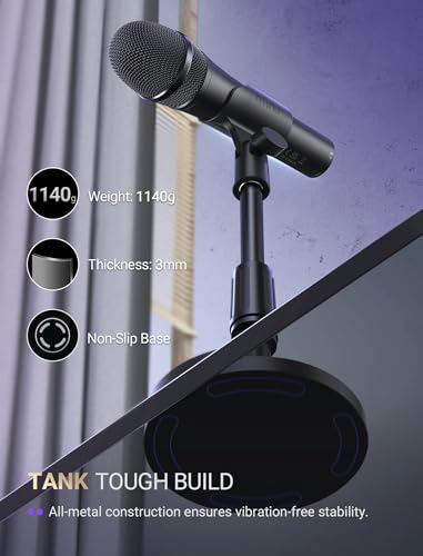 FIFINE USB/XLR Dynamic Microphone for Podcast Recording, Studio Desktop Mic with Mute Button, Height-Adjustable Stand, Windscreen for Vocal, Streaming, Voice Over, Black-AmpliTank TANK2