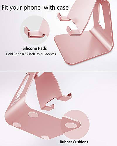 CreaDream Adjustable Cell Phone Stand, Phone Stand, Cradle, Dock, Holder, Aluminum Desktop Stand Compatible with Phone 16 15 14 13 12 11 Pro Max Plus SE, Accessories Desk, All Mobile Phones-Rose Gold - color: Rose Gold