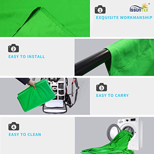 ISSUNTEX 5X7 ft Background Muslin Backdrop, Photo Studio, Collapsible High Density Screen for Video Photography and Television-Green - color: Green, size: 5X7 ft
