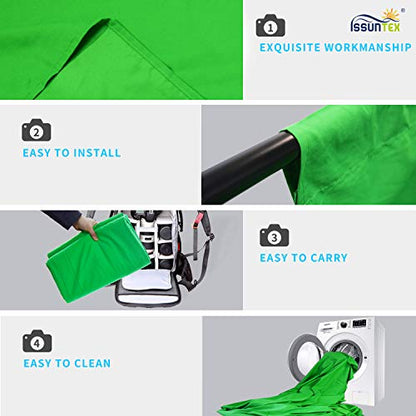 ISSUNTEX 10X16 ft Background Muslin Backdrop, Photo Studio, Collapsible High Density Screen for Video Photography and Television-Green - color: Green, size: 10X16 ft