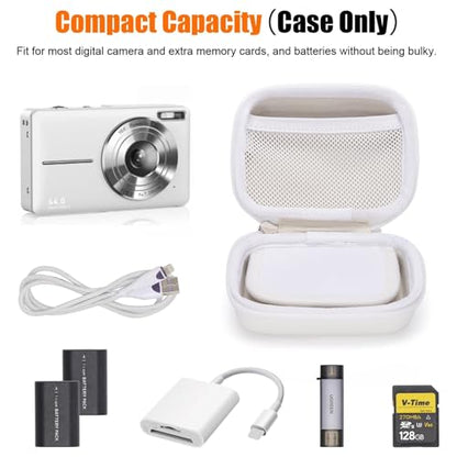 Cwatcun Digital Camera Case, Small Carrying Camera Pouch for AbergBest 2.7" LCD Kodak Pixpro/Canon PowerShot ELPH 180/190 / DSCW830 Travel Cameras, Waterproof Shockproof Case - Blacka WHITE - color: White