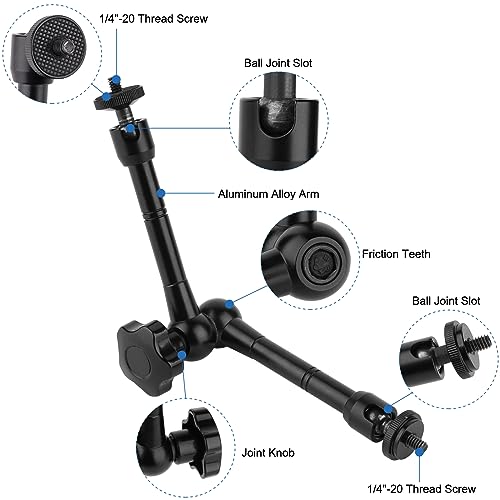 Mippko Magnetic Camera Mount for GoPro Hero/Insta 360 / DJI OSMO/AKASO Action Camera,3.46 inch Diam Magnetic Rubber Coating Base,10 inch Length Adjustable Aluminum Alloy Arm