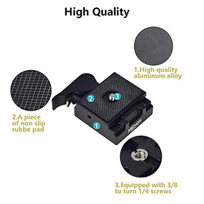 UTEBIT 323 RC2 Tripod Quick Release Plate, with 1/4" and 3/8" Camera Screw | Metal Rapid Connect Adapter Tripod Mount Plate for Manfrotto 200pl-14 Rc2 Camera Tripod Head, Black