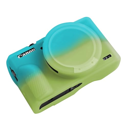 G7X Mark III Case, Soft Silicone Protective Case Cover for Canon Powershot G7X Mark III Digital Camera, Durable Camera Body Skin Protector with Removable Lens Cover, Green Blue - color: Green Blue