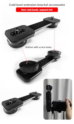 Triple Cold Shoe Mounts Plate Microphone Led Video Light Extension Bracket Microphone Stand Rig Compatible for DJI OSMO Mobile 3 2 OM 4 Zhiyun Smooth 4/Feiyu Vimble 2 Gimbal Stabilizer - color: ST-002-1