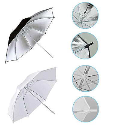 Photography Umbrella Lighting 4 Pack Kit, 33"/84cm Soft White Translucent and Reflective Umbrella for Photo and Video Studio Shooting