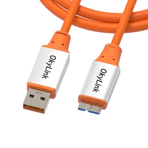 OkyLink USB 3.2 Gen 2 A to Micro-B Cable Male to Male 10Gbps, 3ft | 1m, for External HDD SSD, Hard Drive Enclosure & High-Speed Data Backup - color: Orange USB3.2, size: 3ft (1m)