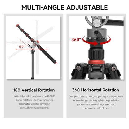 AMBITFUL 56.5" Heavy Duty Tripod Extension Boom Arm, 360° Swivel Overhead Camera Mount with 1/4"-3/8" Screw, 22lbs Load Capacity for Photography & Live Streaming - size: GM08-Tripod