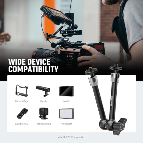 NEEWER 9.8"/25cm Adjustable Friction Magic Arm with 1/4" Screw on Both Ends, Compatible with SmallRig Cage, Flash/LED Light/Microphone/Monitor/SuperClip, Max Load 4.4lb/2kg, ST08 - style: 9.8"/25cm
