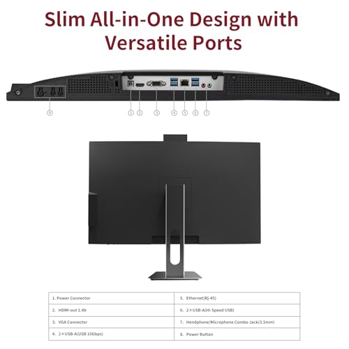 All in One Desktop Computer, 24" Display, i5 CPU Up to 3.3 GHz, 16GB RAM, 256 GB SSD, Privacy Protection Webcam, WiFi 6 + BT 5.3, Win11 Home, Black