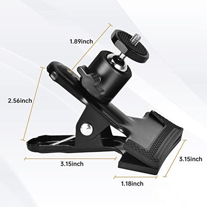 UTEBIT 1 Pack Tripod Camera Mount Clip with 360 Swivel Mini Ballhead, Black | Heavy Duty Spring Clamp for DSLR Video Photoshoot Studio - color: Black, size: 1 Pack