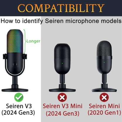 SOULWIT 2Pcs Pop Filter for Razer Seiren V3 Chroma(2024 Gen3) - Black | Do Not Fit Seiren V3 Mini(2024 Gen3) Mircophones