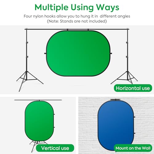 3x5ft/1x1.5M Blue Green Screen Backdrop, Double-Sided Pop Up Photo Backdrop Collapsible Greenscreen Background Muslin Chromakey Screen with Carry Bag for Photo Studio, Streaming, Gaming - color: Green/Blue, size: 3 x 5 ft
