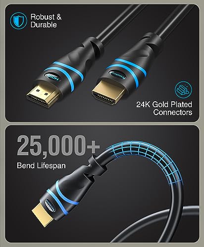 BlueRigger 8K HDMI Cable 6 FT - (8K 60Hz, 4K 120Hz, 48Gbps HDMI Cord, HDR10+, High Speed HDMI Cable 8K with Ethernet, eARC, 3D, HDCP 2.3) - Compatible with PS5, Xbox, Roku, Apple TV, Switch, PC - size: 6FT