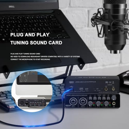 BOMGE U202 USB Audio Interface with Mic Preamplifier XLR/TSR/TS Ports,48V,32-Bit/192kHz Resolution fro computer recording,Streaming,Podcasting