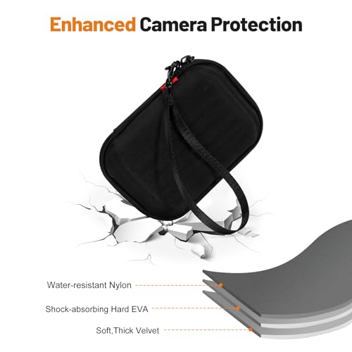 Cwatcun Carrying & Protective Case for Digital Camera with 2 Carrying Ways, Hardshell Lightweight Small Camera Sling Case Compatible with KODAK PIXPRO/Canon PowerShot/Sony DSCW800 DSCW830 - color: Black03