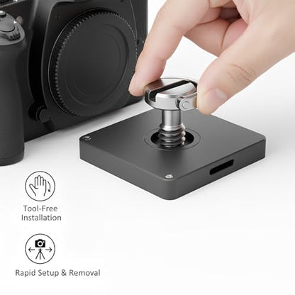 D-Type Screw with D-Ring, 2 Pack Camera Tripod Screws for Mounting Case and Quick Release Plates (Silver)