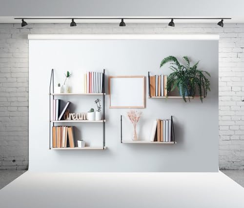 7x5ft Fabric Bookshelf Backdrop Interior Shelves with Books and Decor Hanging on The Wall Background Home Office Backdrop for Video Conference Online Meeting Photo Props - size: 7x5FT