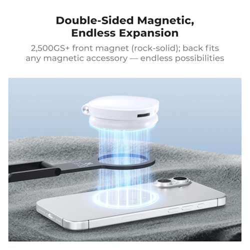 K&F CONCEPT PT02 7mm 59g Magnetic Phone Stand, Foldable Selfie Stick for iPhone, Dual-Sided Magnets Mini Tripod Pocket Cell Phone Stand with Hook, Compatible with iPhone 17-12 Series Android Phones - color: Black