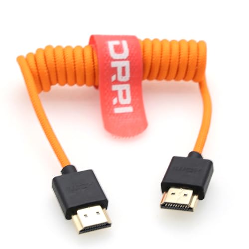 8K@60Hz 4K@120Hz HDMI 2.1 Ultra High-Speed Braided Cable for BMPCC 4K/6K, RED， DJI Ronin 4D, Portkeys LH5P II Monitor - color: Orange braided Coiled, size: HDMI-HDMI