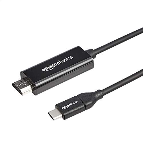 Amazon Basics USB-C to HDMI Cable Adapter, Thunderbolt 3 Compatible, 4K@30Hz, Plug and Play, 6-Foot, Black