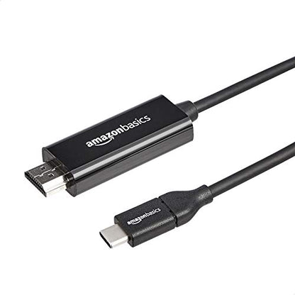 Amazon Basics USB-C to HDMI Cable Adapter, Thunderbolt 3 Compatible, 4K@30Hz, Plug and Play, 6-Foot, Black