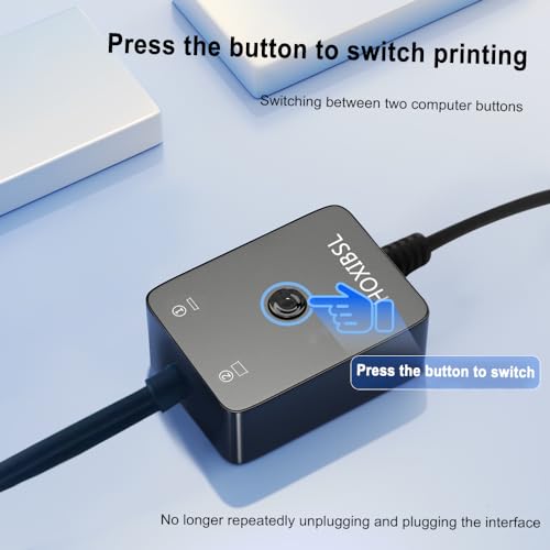 14.7FT Printer Cable Splitter 2 in 1 Out,Printers Cable with Toggle Switch for Two Computers Share Printer、Keyboard、Mouse、Scanner、USB External Devices