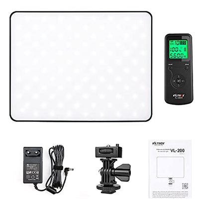 VILTROX VL-200T Bi-Color Dimmable LED Video Light with Remote Wireless Control,Ultra Thin 3300-5600K CRI95+ Studio Photography Panel for Photography TikTok YouTube Twitch Live Streaming Zoom Meeting
