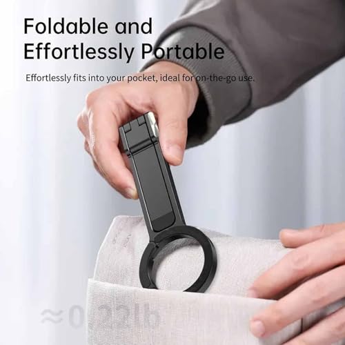 Magnetic Phone Tripod - Aluminum Foldable Stand, Adjustable Stable Mount, Lightweight Durable Holder | Smartphone Tripod for Desk Home Outdoor Video Calls Filming Content Creation Entertainment - color: Black