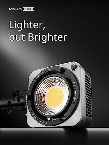 ZHIYUN Molus G200 [Official] 200W COB Video Light, Portable Continuous Output Lighting,2700-6500K 9460 lux@1m, LED Photography Lighting with Bowens Mount, APP Control, Ultra Quiet for Video Recording - size: 200W