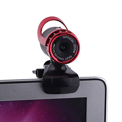 USB 2.0 0. Pixels Clipon Webcam,Clip on PC Camera,Plug and Play HD Web Camera with 360 Rotating Stand & Builtin Microphone for PC (Red) - color: Red