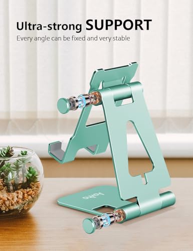 Aoviho Adjustable Cell Phone Stand Desktop Phone Holder - Universal Foldable Moblie Phone Stand for iPhone 17 16 Pro Xs Max Xr X 8 7 6 5 5s SE All Phones… (Mint Green) - color: Mint Green