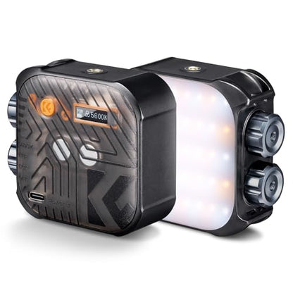 K&F CONCEPT Bi-Color LED Video Light, 2000mAh Rechargeable Portable Camera Lights, CRI 96+, 2500K-9900K, 15 Light Effects, Photography Lighting for Vlogging, Selfie, Black - color: Black