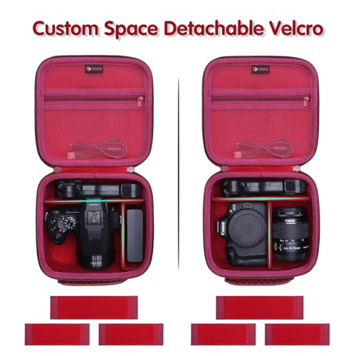 XANAD Hard Camera Case Bag Compatible with Canon EOS Rebel T7/ T100/ R50/ R50 V/RP/ R8/ R6 Mark II/ R7/ R10 DSLR Mirrorless Cameras, for Canon Sony Kodak Panasonic Nikon DSLR Mirrorless Camera, Red - color: Wine Red