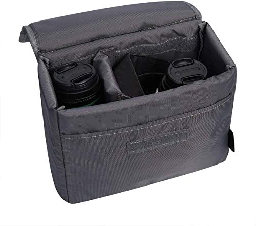 S-ZONE Waterproof Shockproof Foldable Camera Insert Bag Lens Cases Canon Nikon | Raindrop Proof, Fits in a Backpack, Suitable for DSLR/SLR Camera - color: Grey, size: Medium