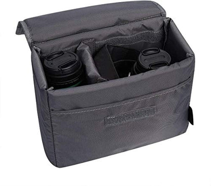 S-ZONE Waterproof Shockproof Foldable Camera Insert Bag Lens Cases Canon Nikon | Raindrop Proof, Fits in a Backpack, Suitable for DSLR/SLR Camera - color: Grey, size: Medium