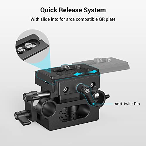 SMALLRIG Universal 15mm Rail Support System with 15mm Rod Clamp and Quick Release Plate - 2272 - style: Universal Baseplate