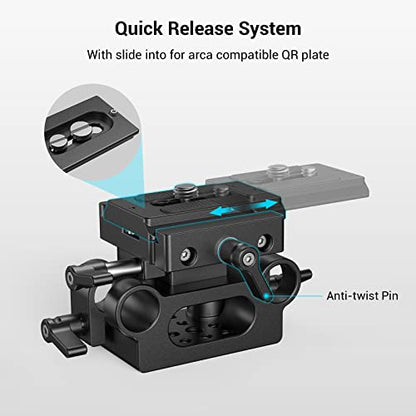 SMALLRIG Universal 15mm Rail Support System with 15mm Rod Clamp and Quick Release Plate - 2272 - style: Universal Baseplate