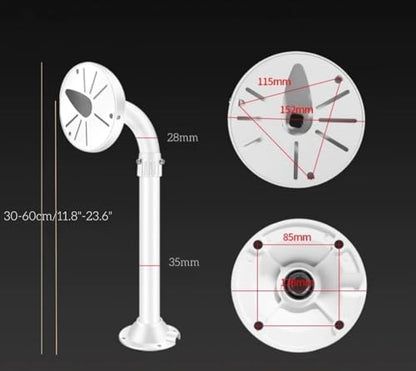 J-Shaped Dome Camera Mount, 11.8"-23.6" Telescopic Adjustable Bracket, Heavy-Duty Aluminum Alloy Wall/Ceiling Mount for Indoor/Outdoor CCTV Security Cameras,Universal Holder Fits Hikvision/Dahua